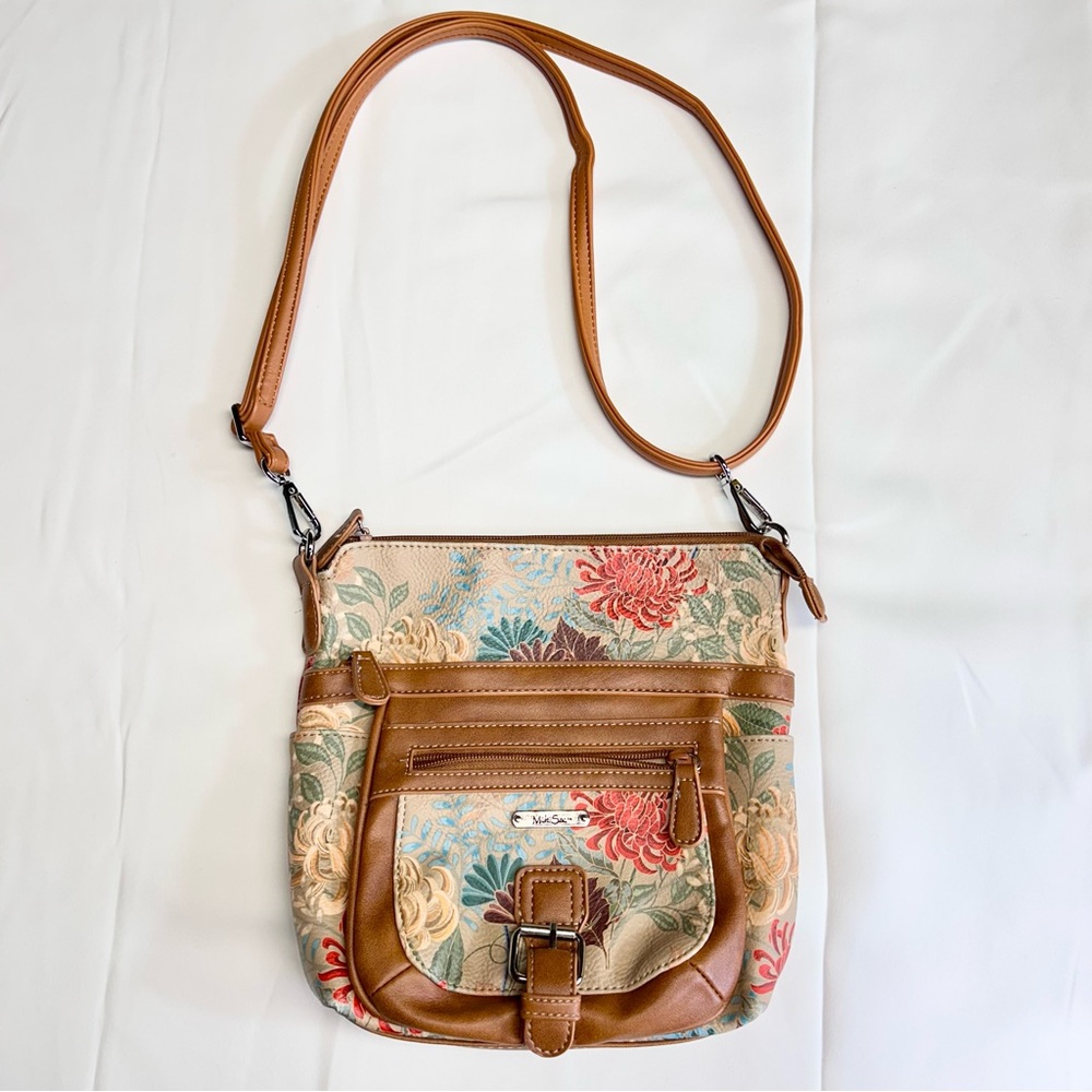 Multi Sac multiple pocket multicolor Floral adjustable Crossbody Bag to shoulder